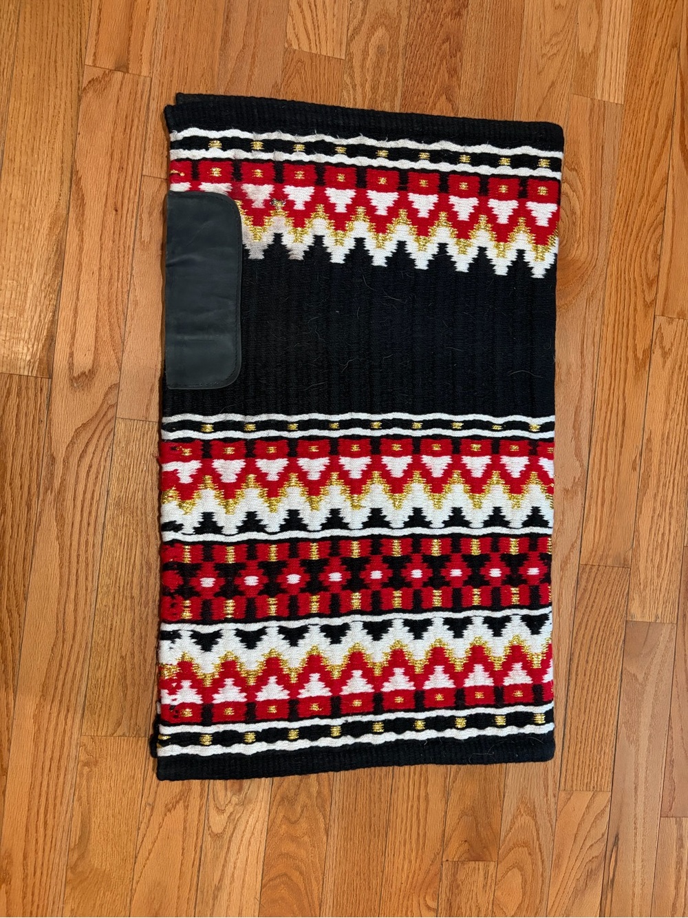 Black, red, gold and white oversized horse show pad